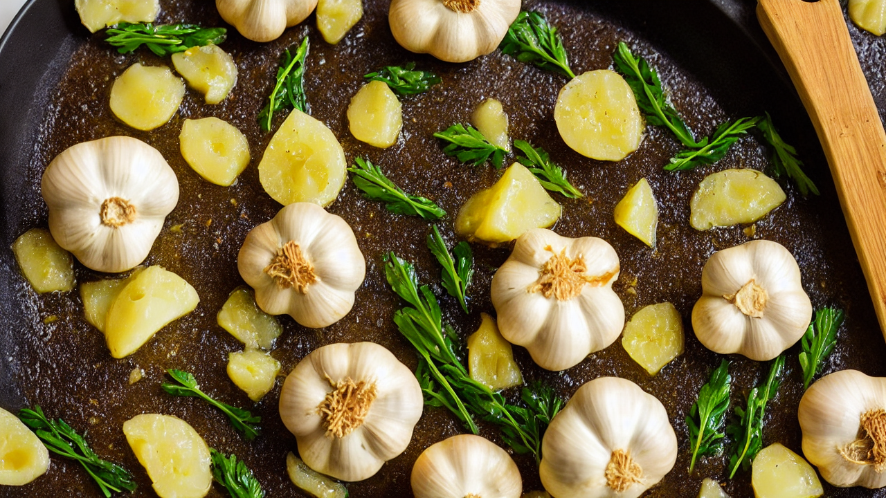 Melt butter in a pan, then sauté minced garlic until golden. Add cream for a vel