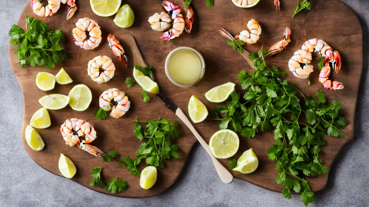Grab your ingredients: shrimp, garlic, white wine, butter, cream, parsley, and l