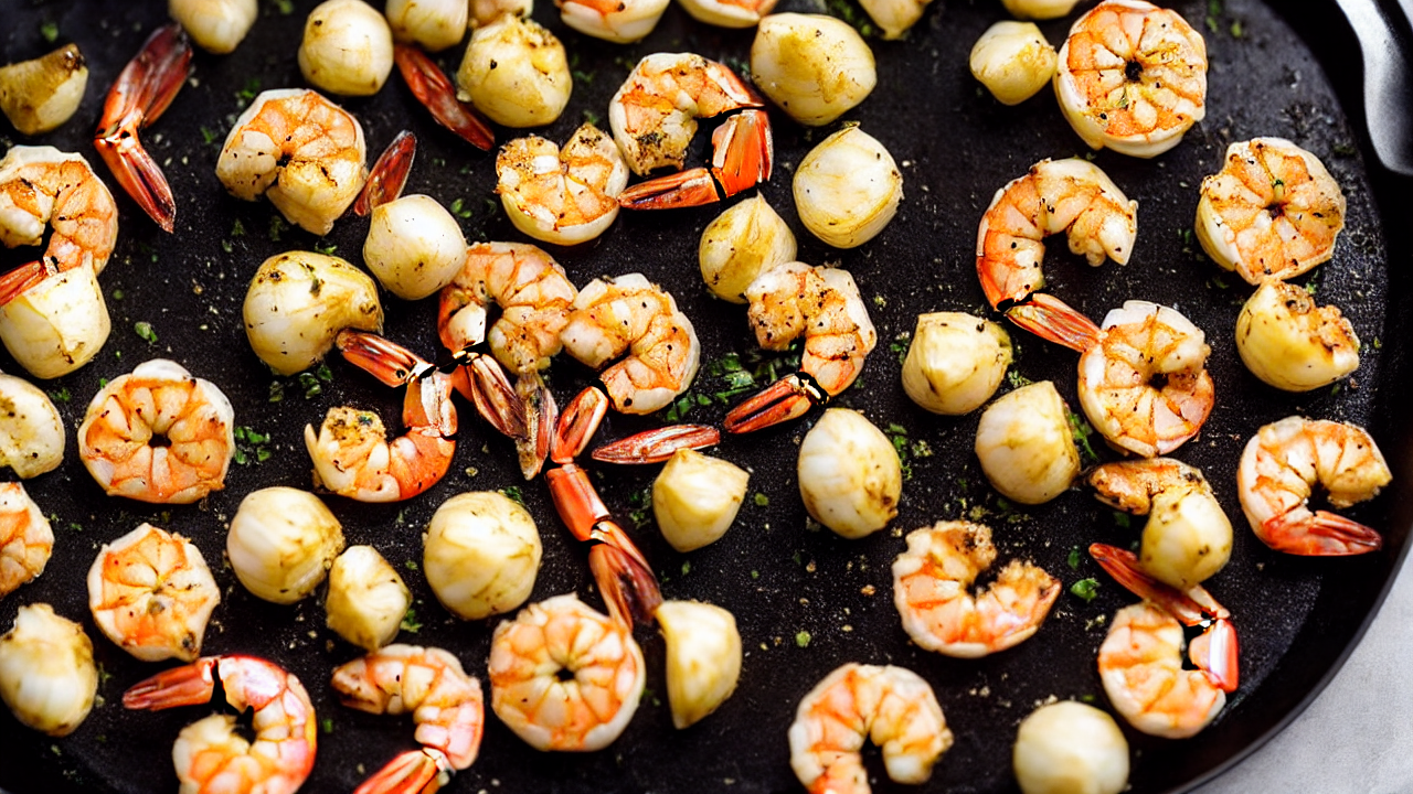 Sauté garlic in butter until golden, then add shrimp. Cook until shells turn pin