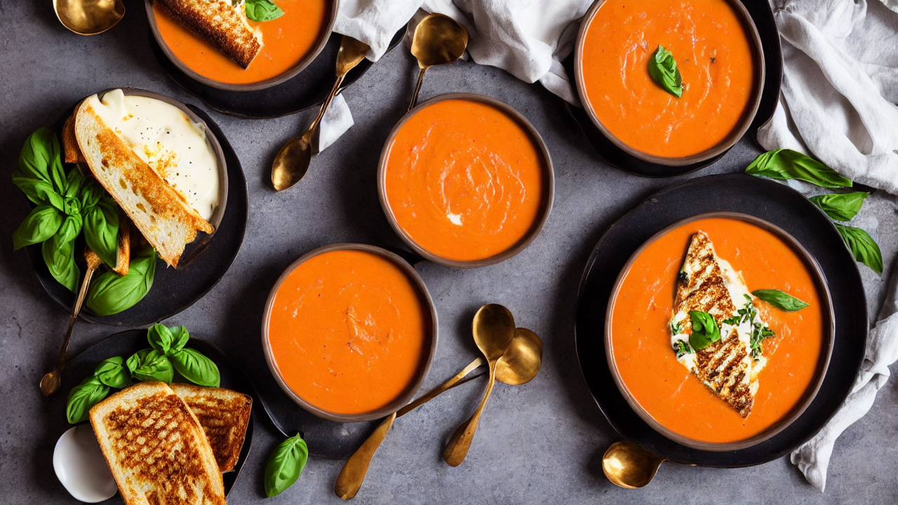 Time to plate and garnish! Ladle the creamy tomato soup into bowls and garnish w