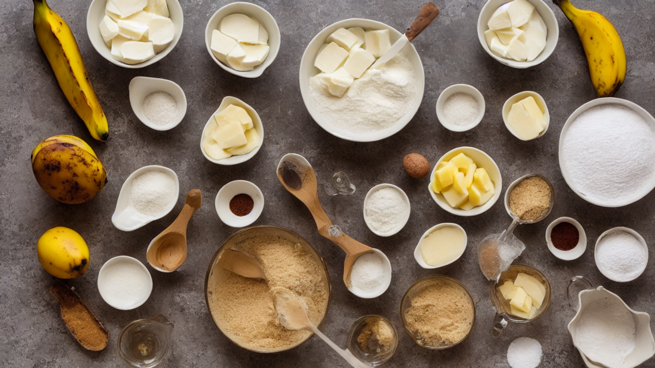 Alright, let's gather our ingredients! You'll need 3 ripe bananas, 1/2 cup melte