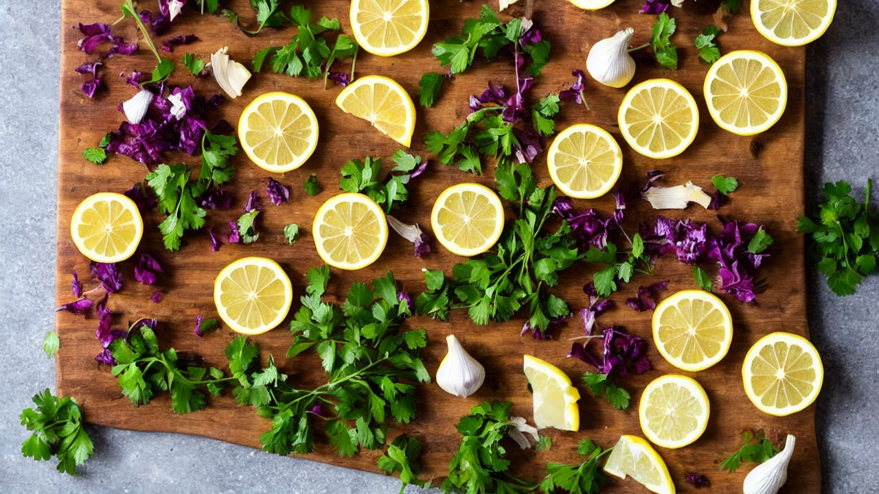 Grab boneless chicken breasts, lemon, garlic, olive oil, and fresh herbs like th