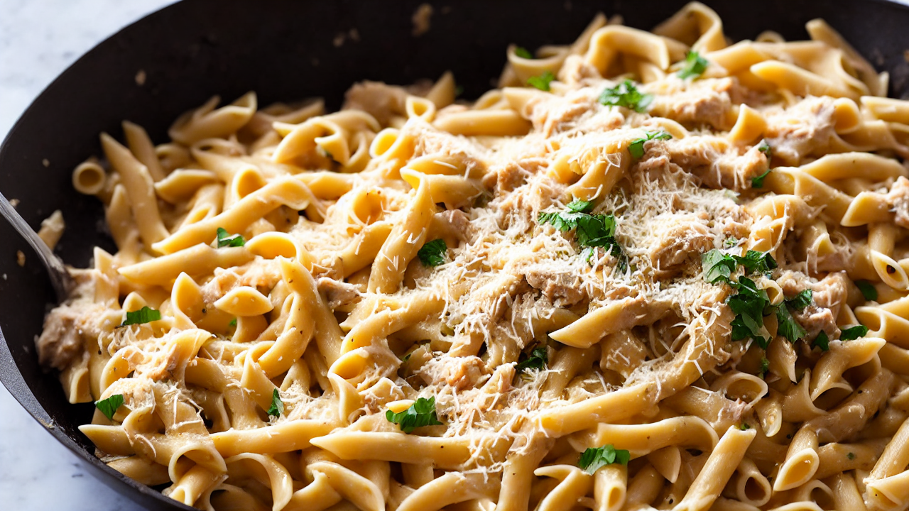 Next, add the shredded chicken back to the pot. Stir in the grated Parmesan chee