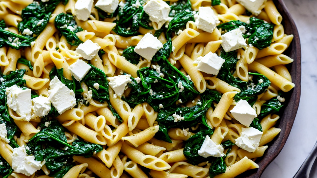 Fold in crumbled feta and fresh spinach. Let it sit for 2 minutes until spinach 